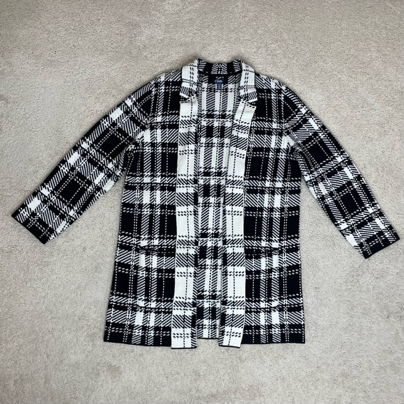 Chaps Plaid Long Open Sweater Cardigan - Picture 11 of 17